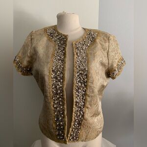 WD-NY. Vintage Beaded Gold Jacket. Size 14.